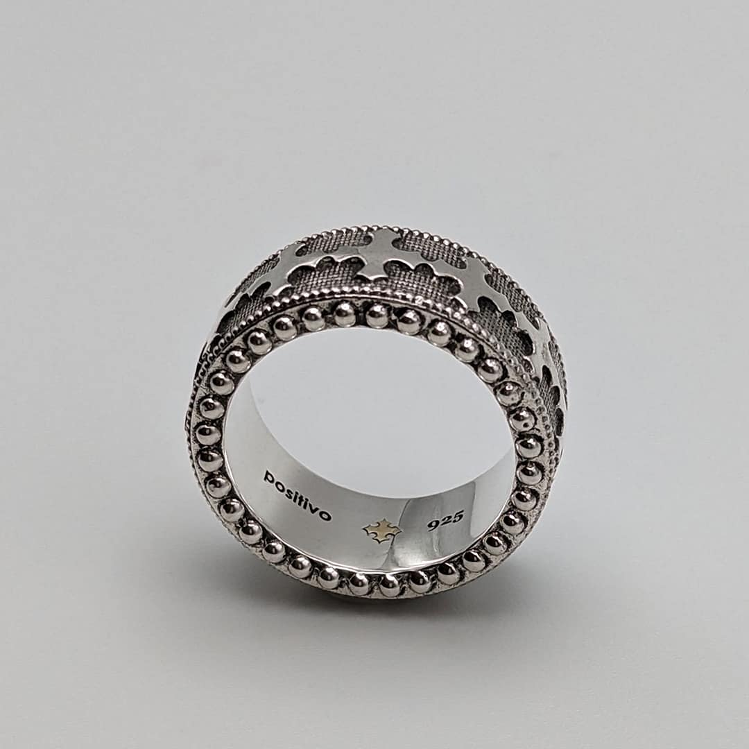 METAL + BEADED BAND RING (925 Black Oxidized) - Image 4
