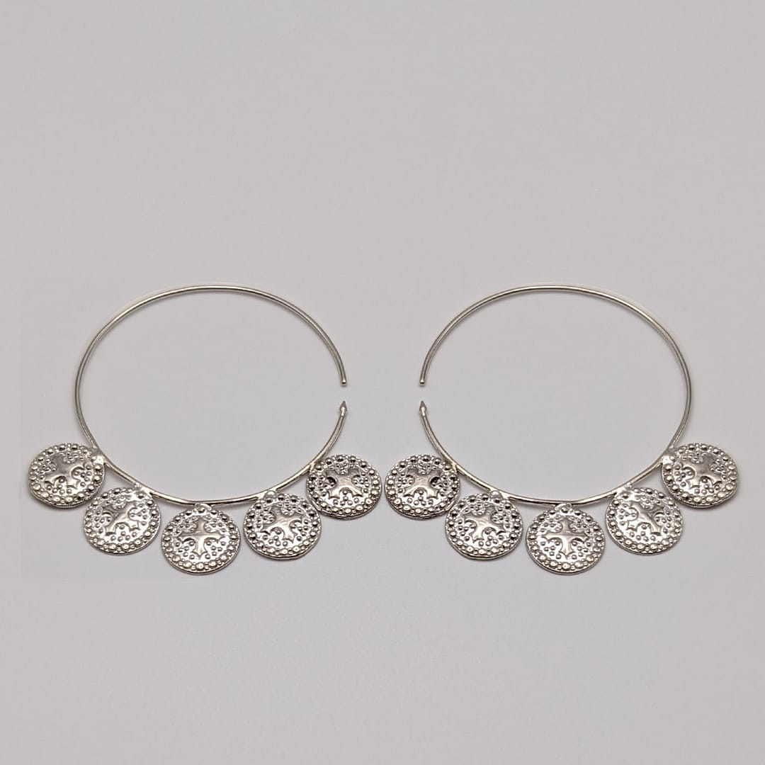 METAL +  P MARK EAR WIRE HOOP EARRINGS 10 (925)
