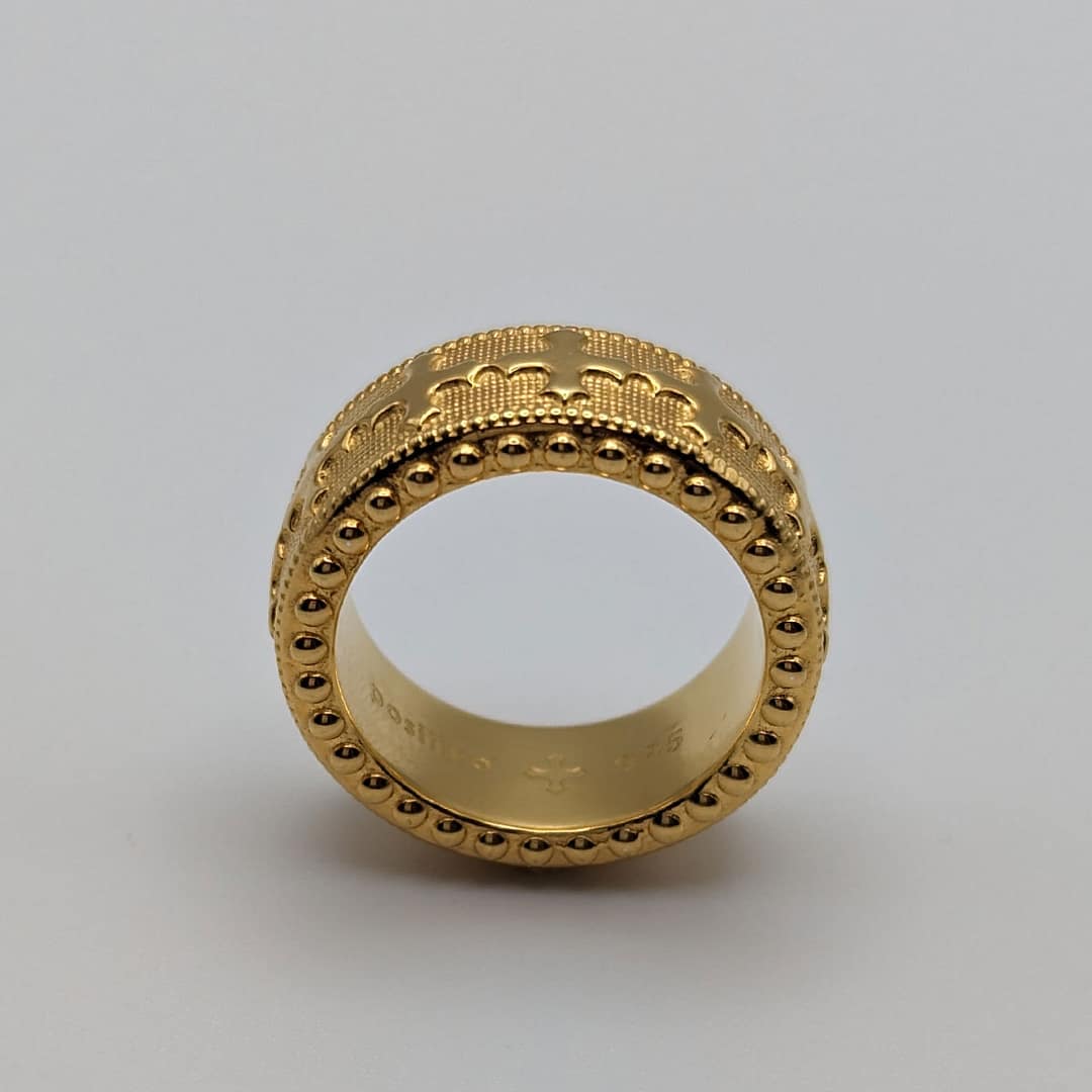 METAL + BEADED BAND RING (925 18K YGV)