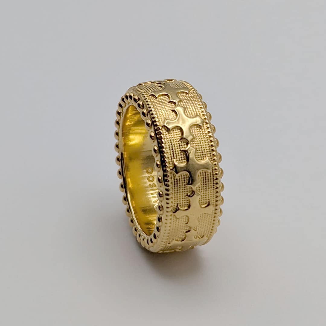 METAL + BEADED BAND RING (925 18K YGV) - Image 4