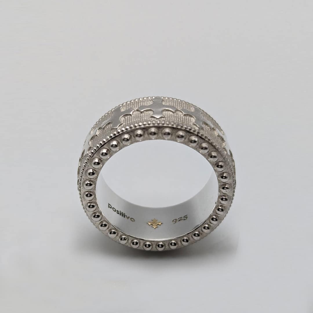 METAL + BEADED BAND RING (925)