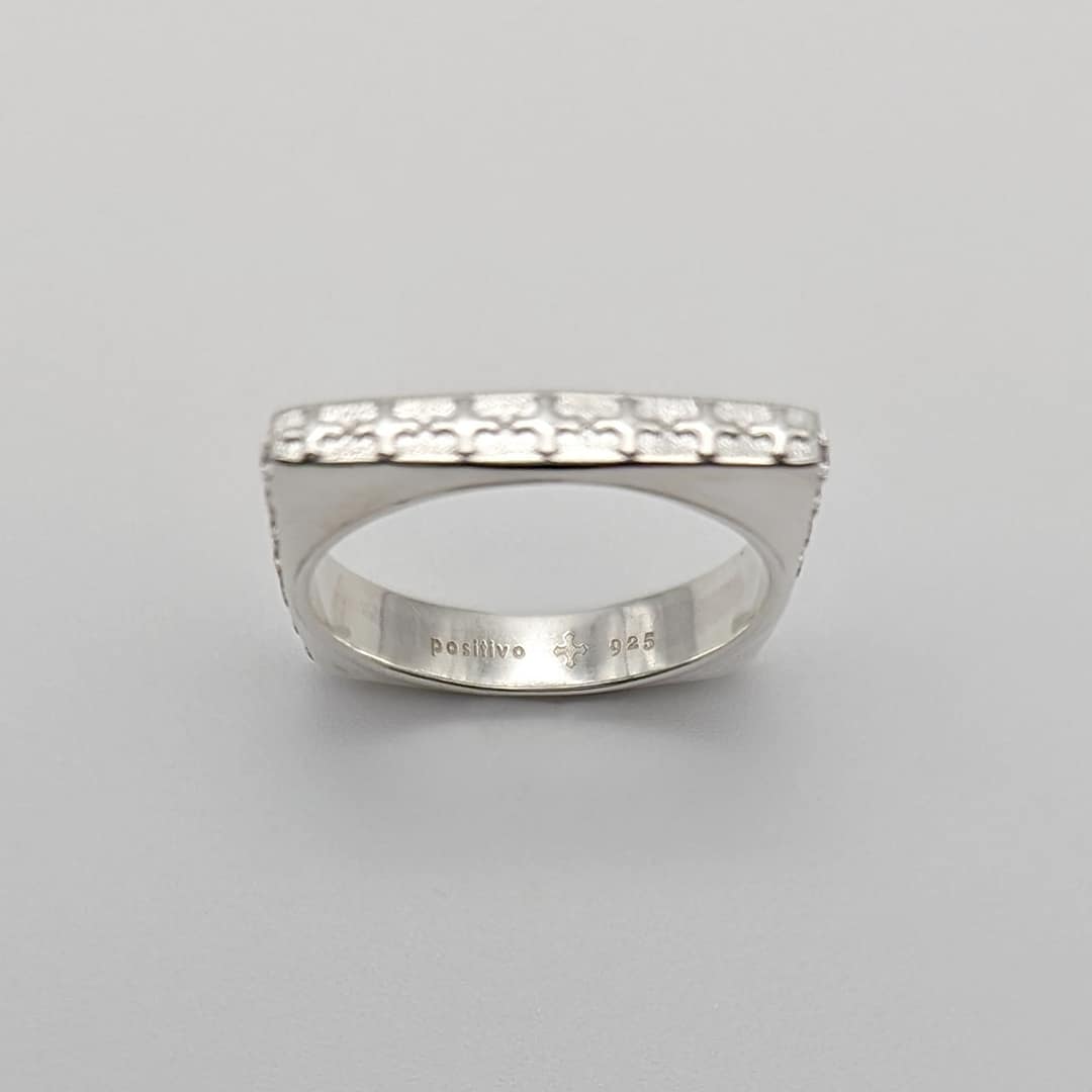 METAL + P SIGN SQUARE BAND RING FP (925)