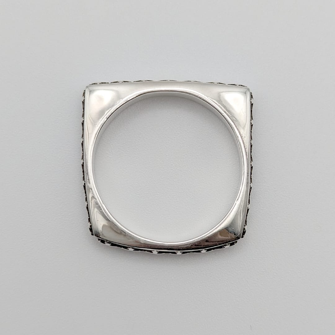 METAL + P SIGN SQUARE BAND RING FP (925 Black Oxidized) - Image 2