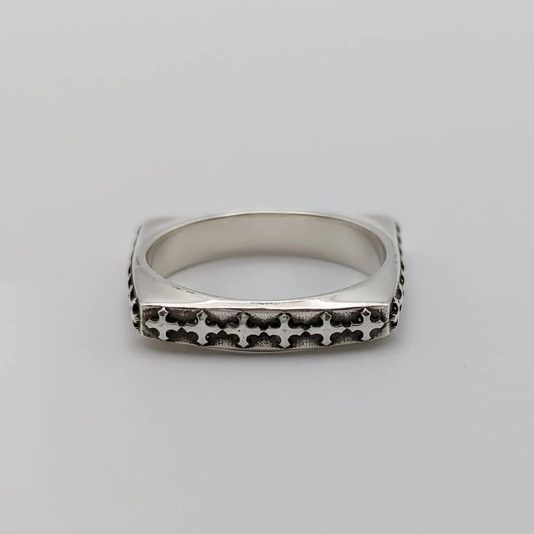 METAL + P SIGN SQUARE BAND RING FP (925 Black Oxidized) - Image 3