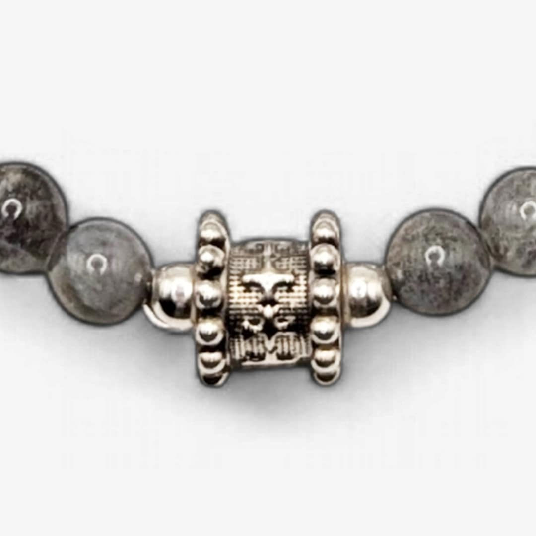 METAL + BEADED NECKLACE 2 LAB FLOWER 266 (925 Labradorite) - Image 2