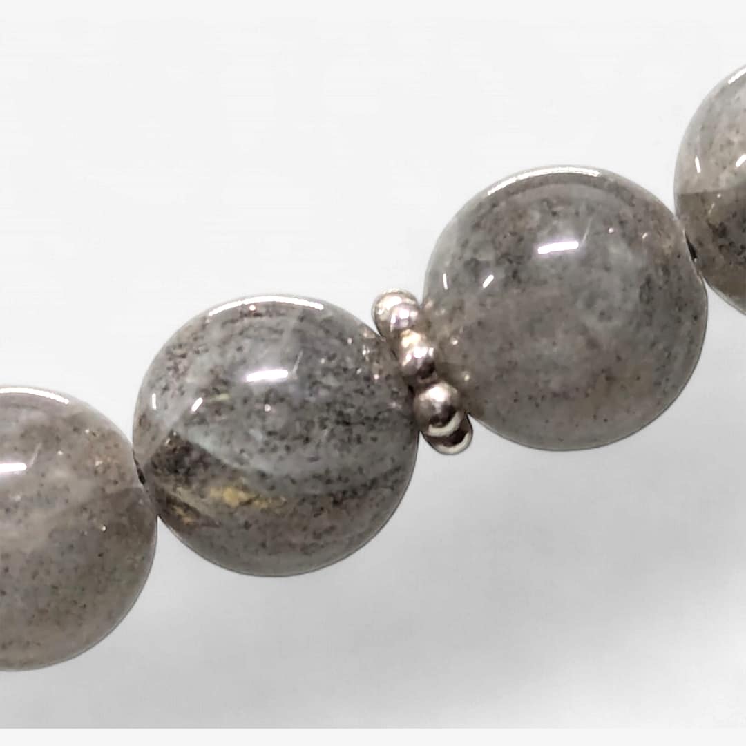 METAL + BEADED NECKLACE 2 LAB FLOWER 266 (925 Labradorite) - Image 3