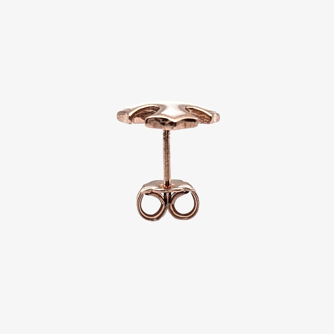 METAL + PS STUD EARRINGS 15 (925 18 K RG Vermeil Cold Enamel White) - Image 2