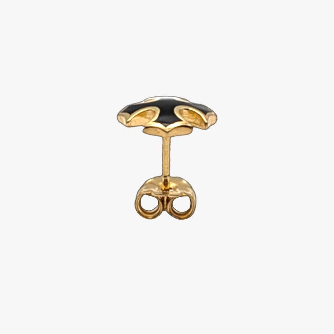 METAL + PS STUD EARRINGS 15 (925 18K YG Vermeil Cold Enamel Black) - Image 2