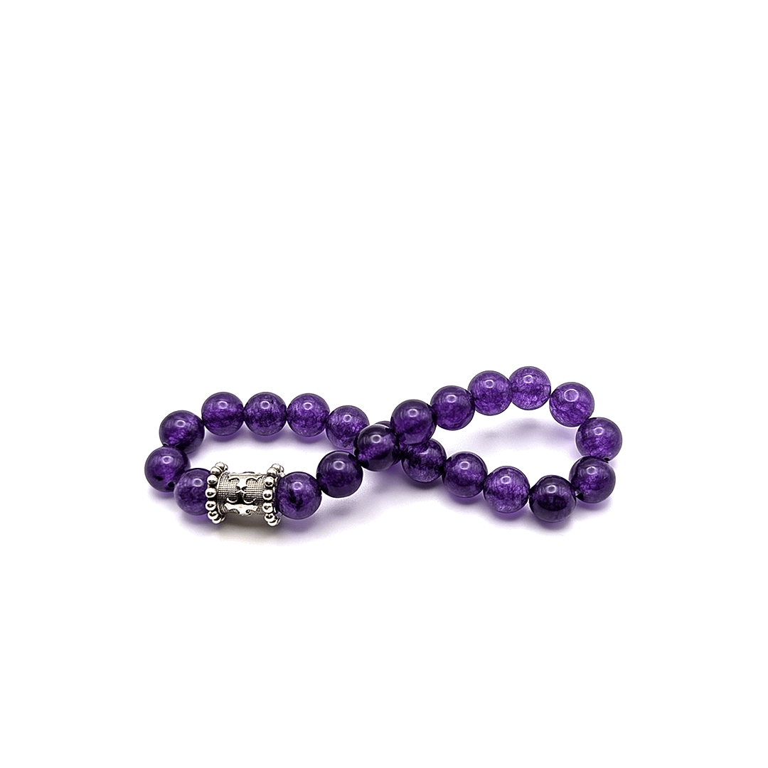 METAL + BEADED BARREL CHARM BRACELET 1L8 (925 Amethyst) - Image 2