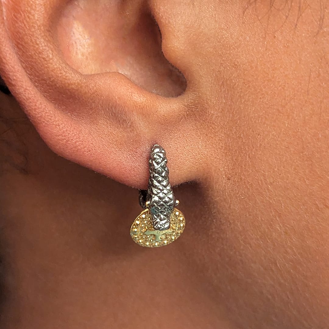 METAL + SERPENT EARRINGS (925 Blk Rh 18K YGV) - Image 3