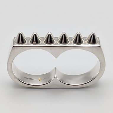 Metal + 2-FINGER RING SPIKED (925) - positivo