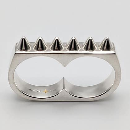 Metal + 2-FINGER RING SPIKED (925)