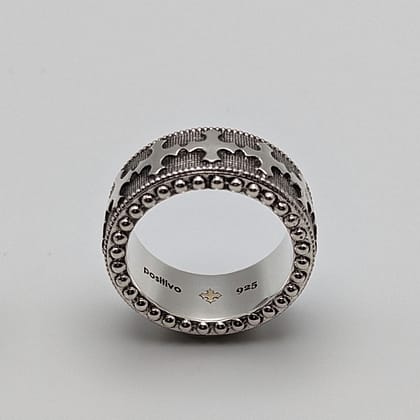 METAL + BEADED BAND RING (925 Black Oxidized)