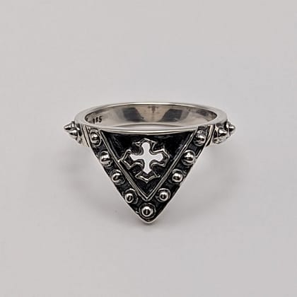 METAL + SHIELD RING SPIKED (925 Black Oxidized)