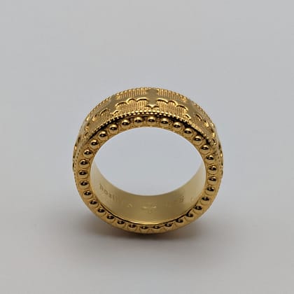 METAL + BEADED BAND RING (925 18K YGV)