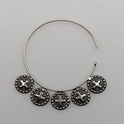 METAL + P MARK EAR WIRE HOOP EARRINGS 10 (925 Black Oxidized)