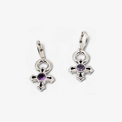 METAL + P SIGN LB G'STONE DROP EARRINGS (925 Faceted Amethyst)
