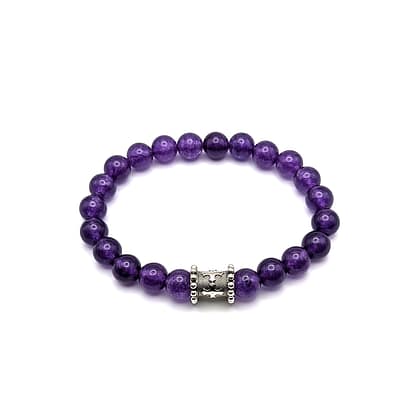 METAL + BEADED BARREL CHARM BRACELET 1L8 (925 Amethyst)