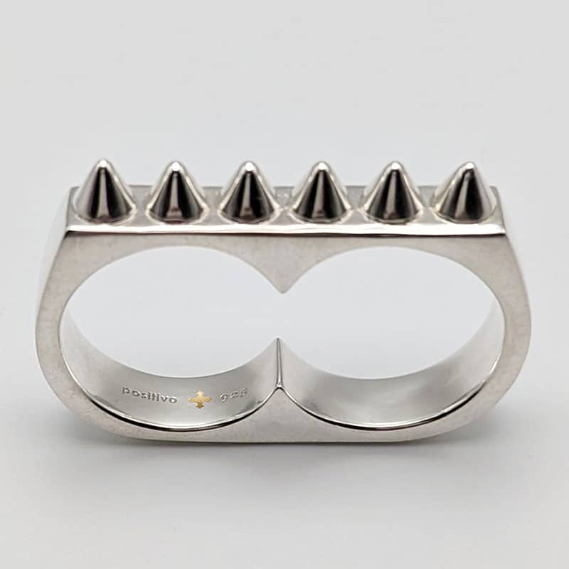 Metal + 2-FINGER RING SPIKED (925)