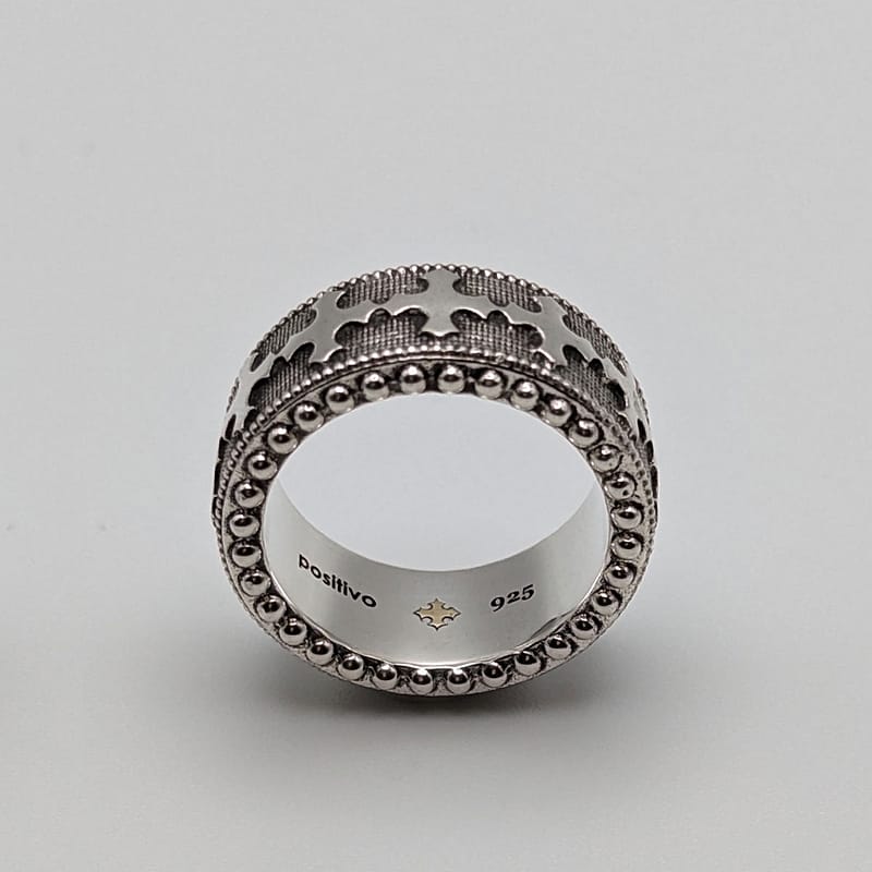 METAL + BEADED BAND RING FP atelier (925 Black Oxidized)