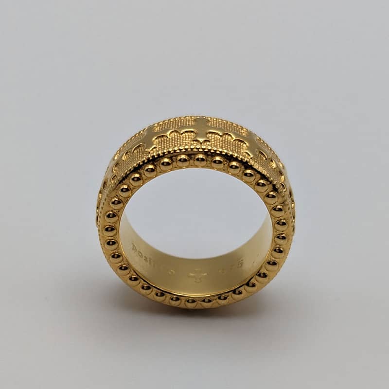 METAL + BEADED BAND RING FP (925 18K YGV)