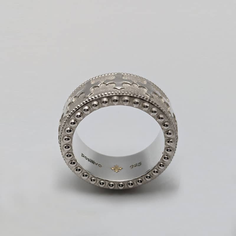 METAL + BEADED BAND RING FP atelier (925)