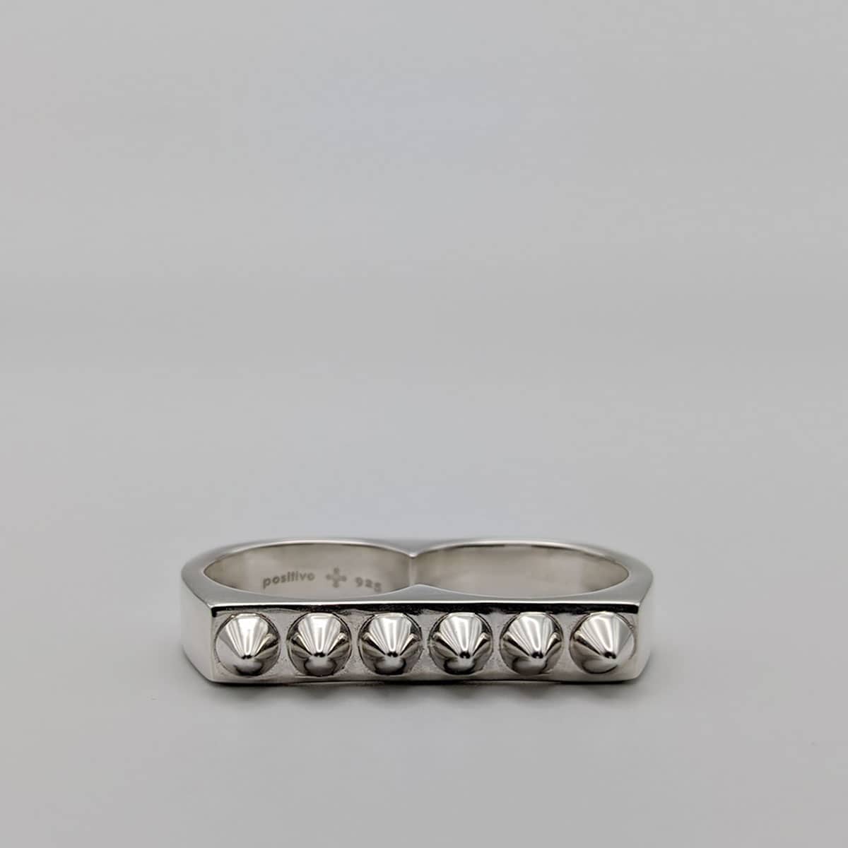 Metal + 2-FINGER RING SPIKED (925) - positivo