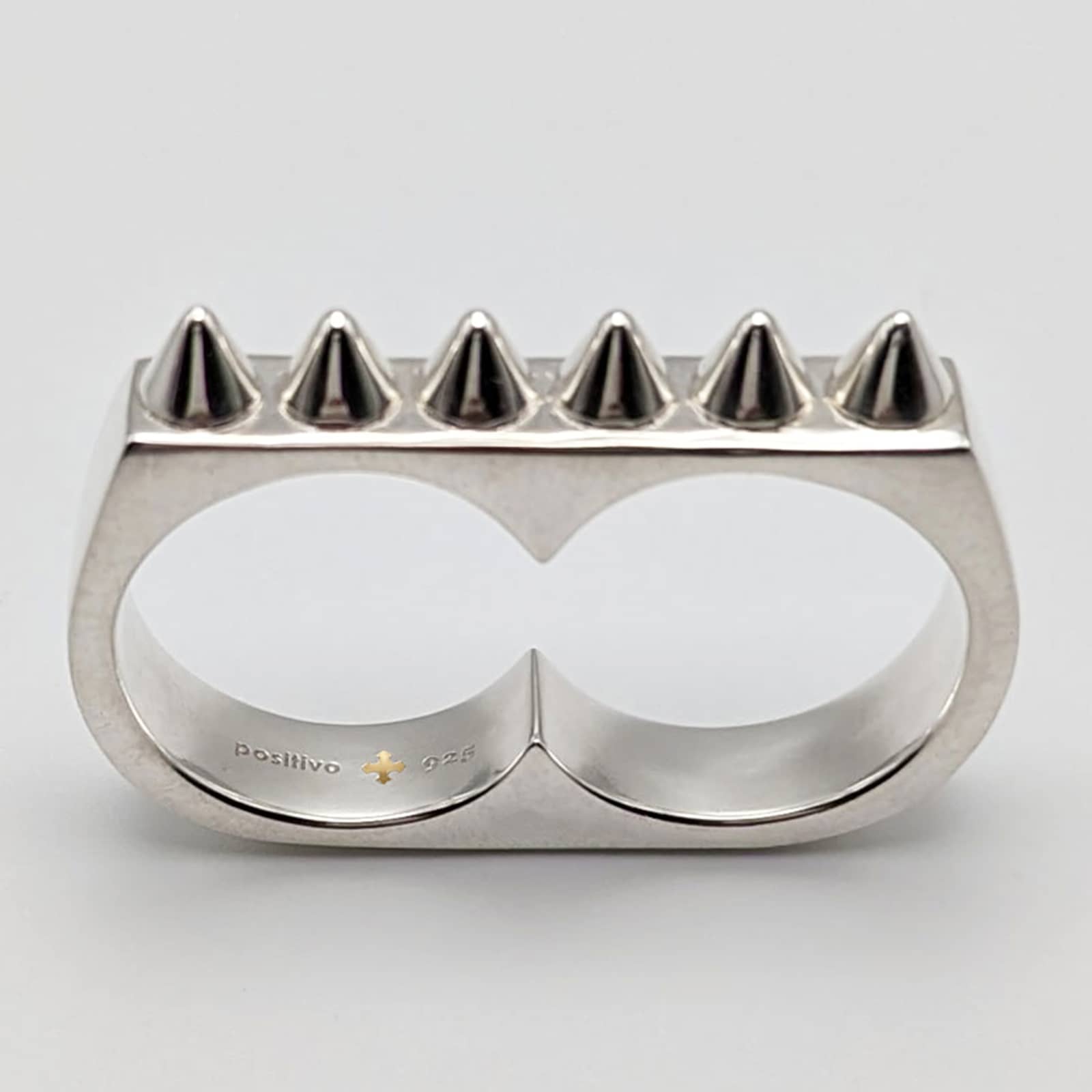 Metal + 2-FINGER RING SPIKED (925) - positivo